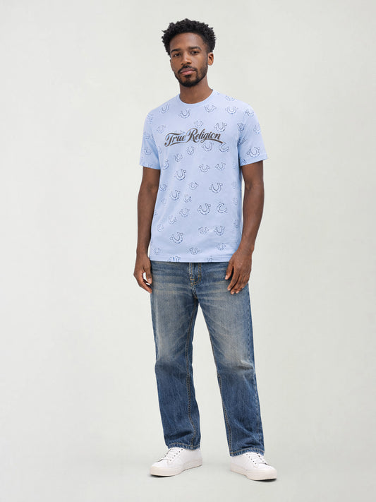 True Religion Men Printed Blue T-Shirt