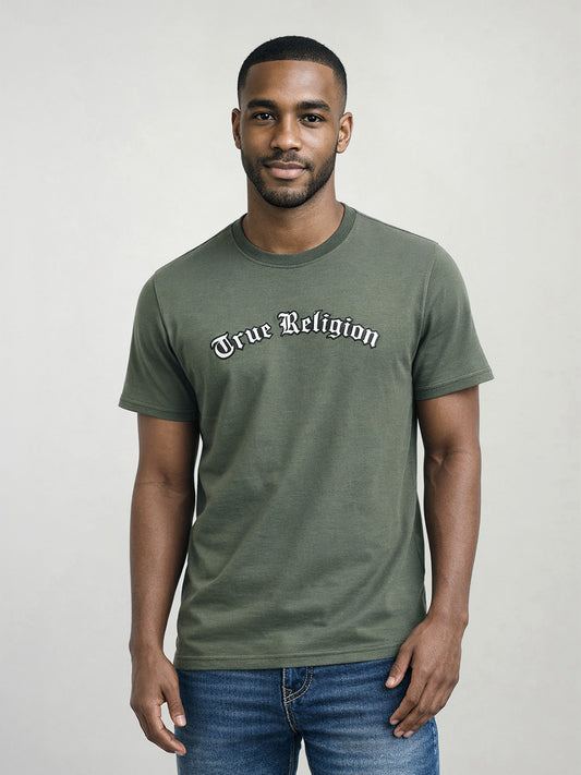 True Religion Men Solid Green T-Shirt