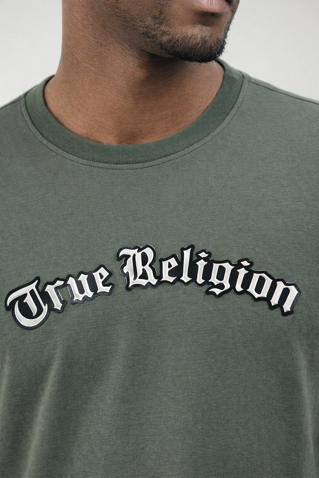 True Religion Men Solid Green T-Shirt