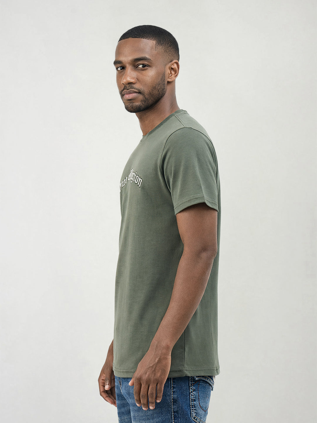 True Religion Men Solid Green T-Shirt