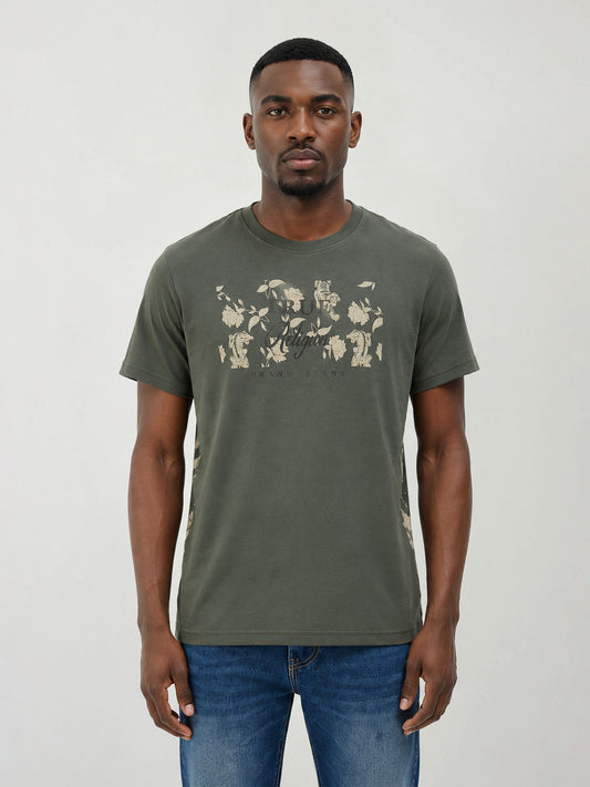 True Religion Men Printed Green T-Shirt