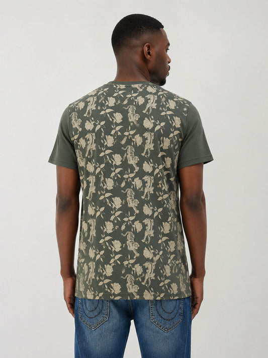 True Religion Men Printed Green T-Shirt