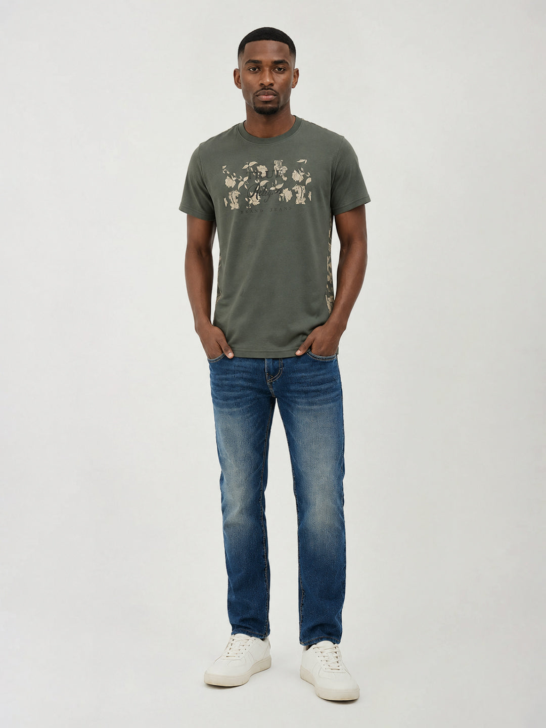 True Religion Men Printed Green T-Shirt