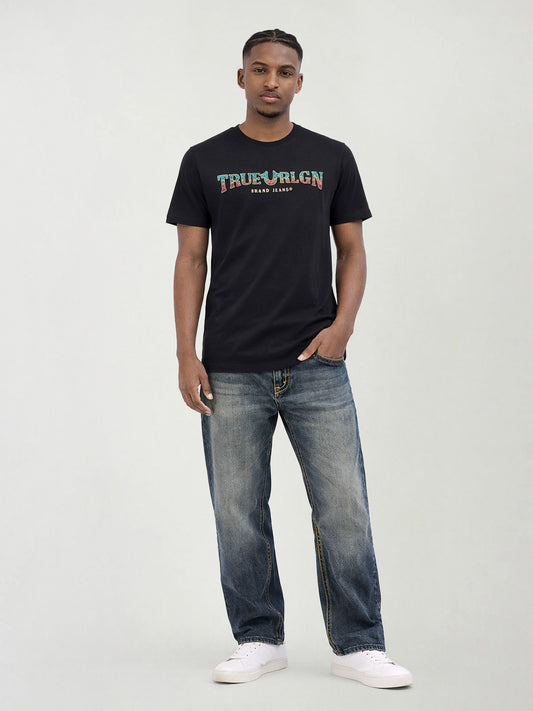 True Religion Men Solid Black T-Shirt