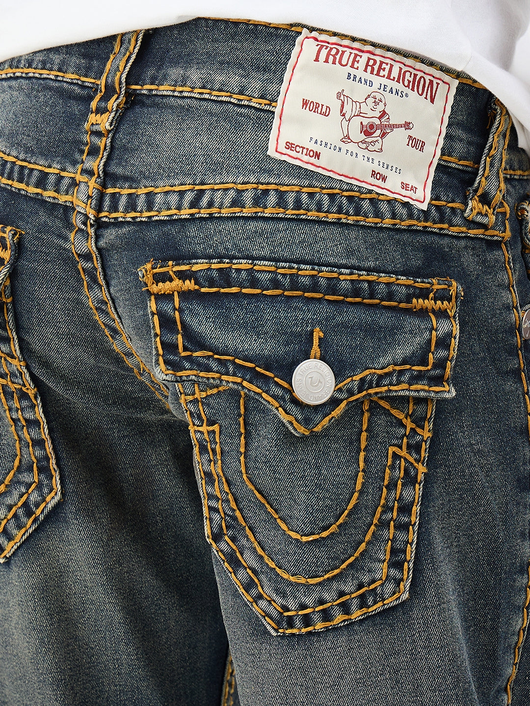 True Religion Men Dark Blue Solid Straight Fit Super T Ricky Jeans