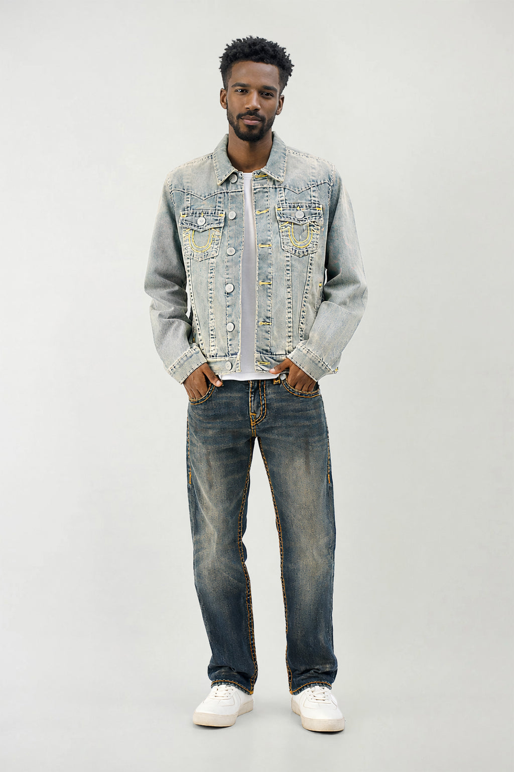 True Religion Men Dark Super T Blue Straight Fit Jeans