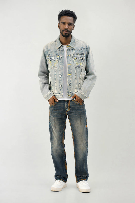 True Religion Men Dark Super T Blue Straight Fit Jeans