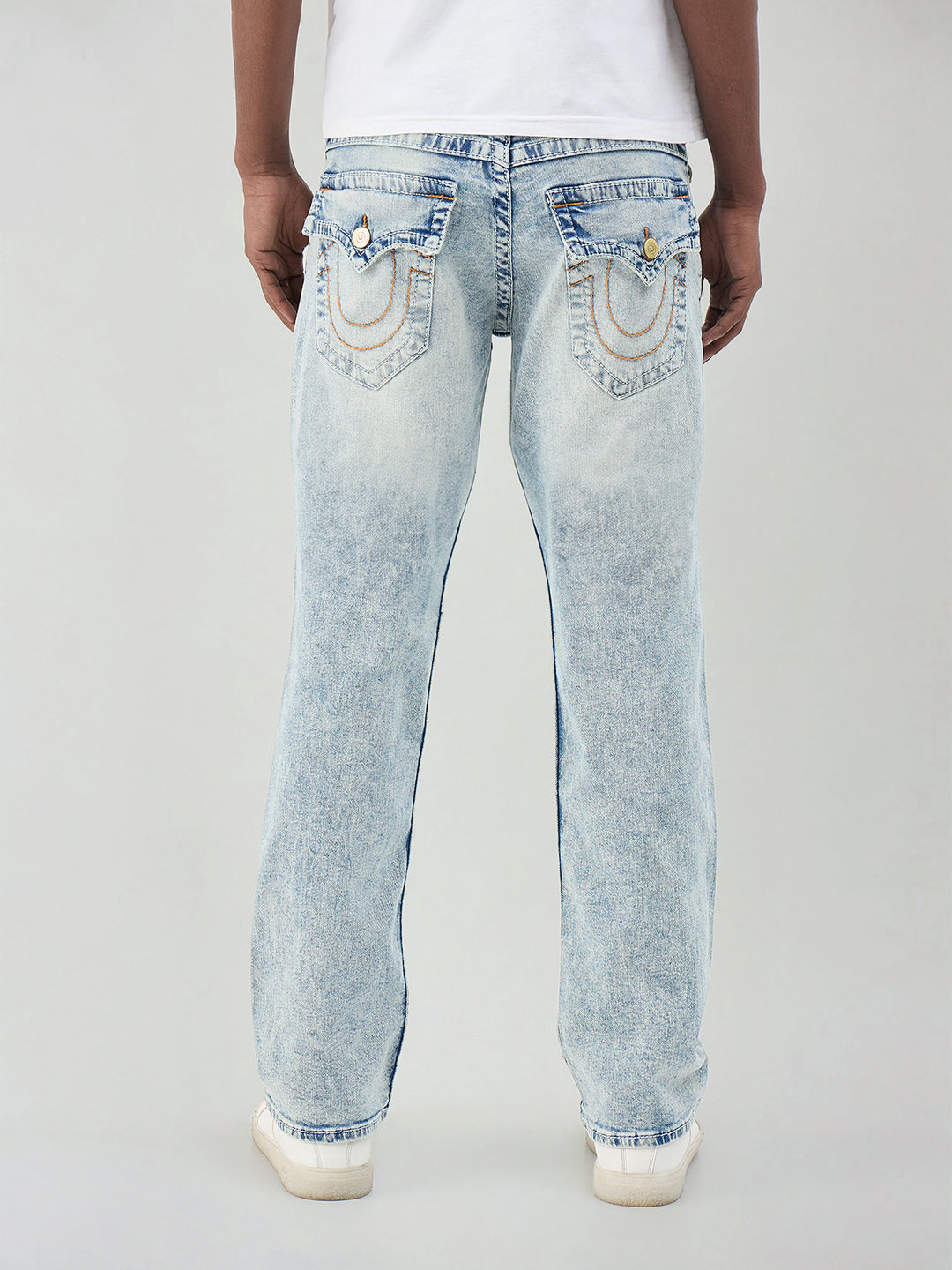True Religion Men Blue Solid Straight Fit Big T Ricky Jeans
