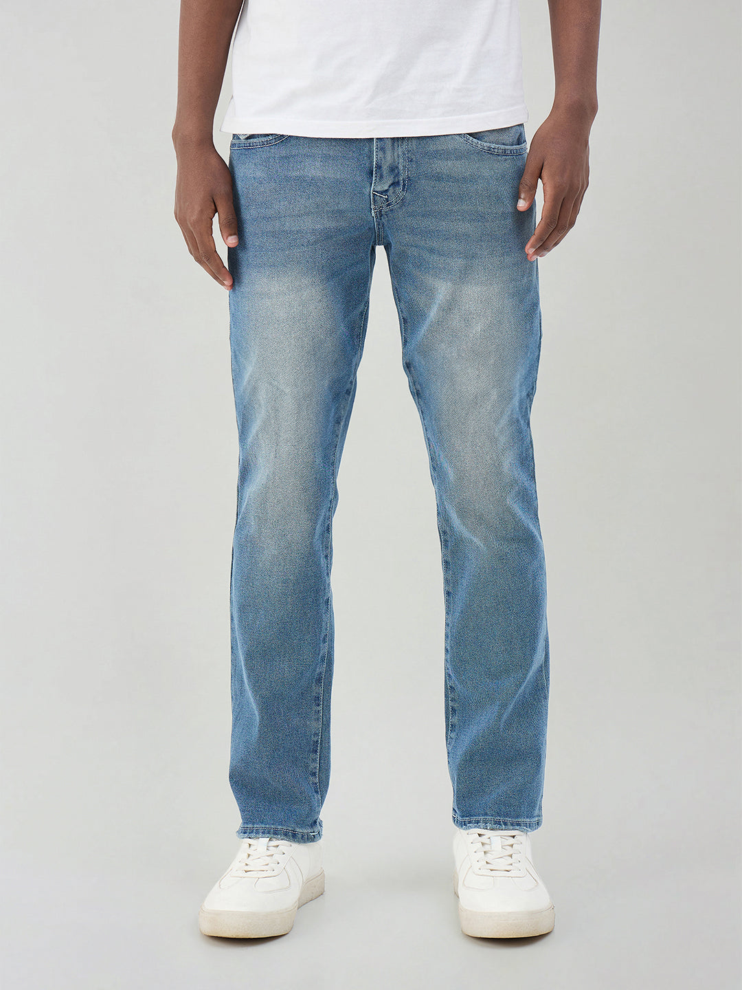 True Religion Men Blue Solid Straight Fit SN Ricky Jeans