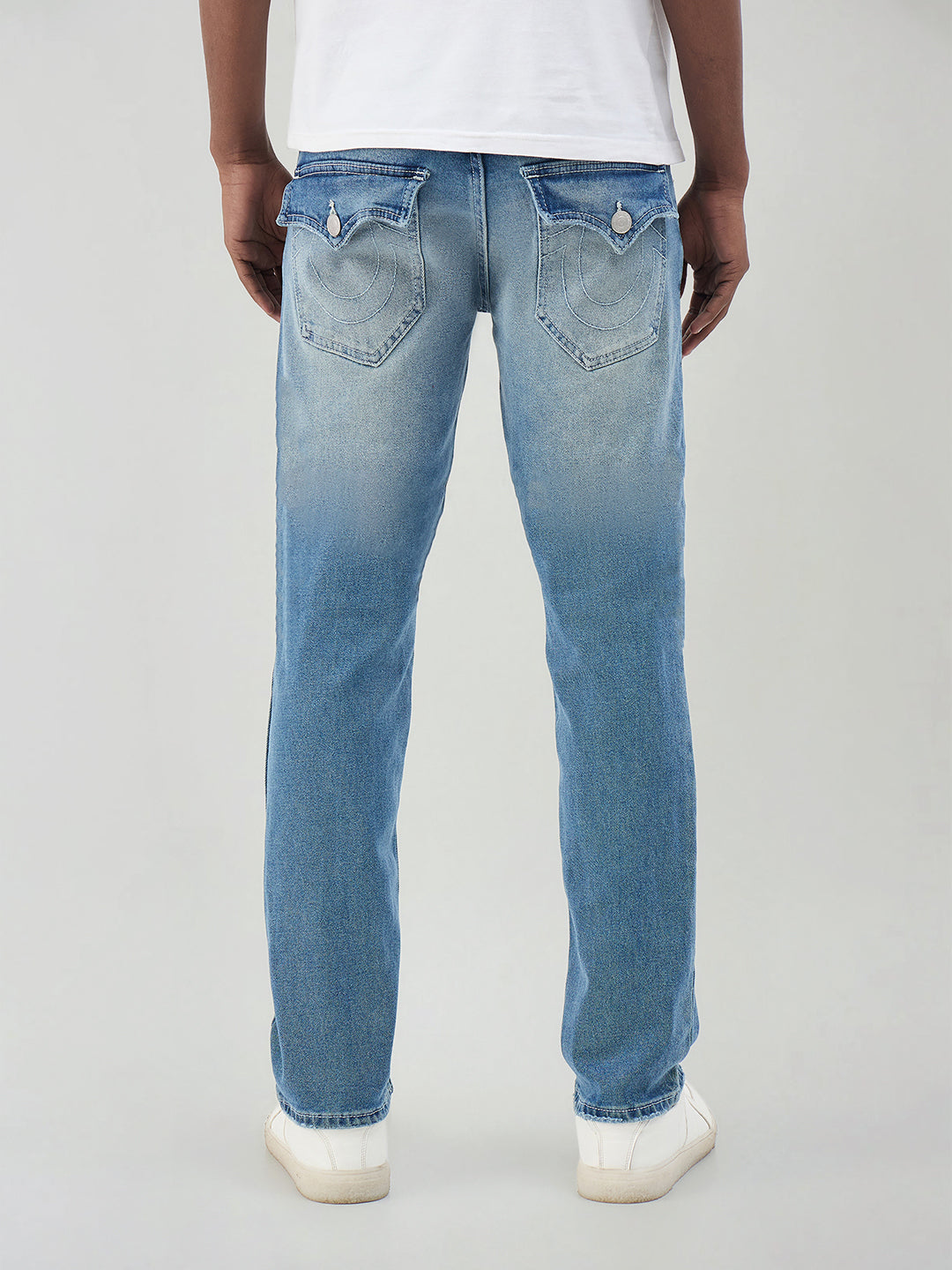 True Religion Men Blue Solid Straight Fit SN Ricky Jeans