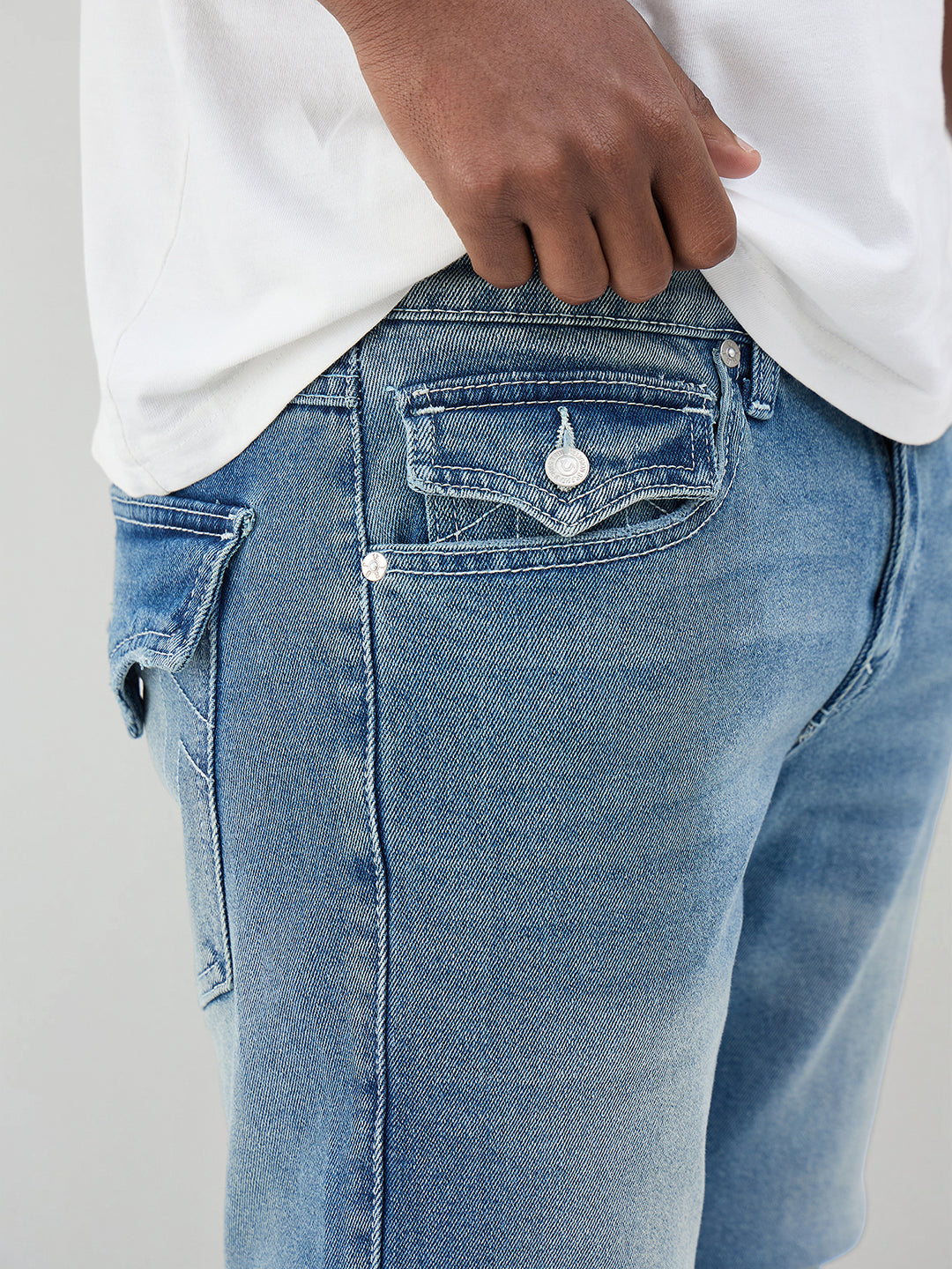 True Religion Men Blue Solid Straight Fit SN Ricky Jeans