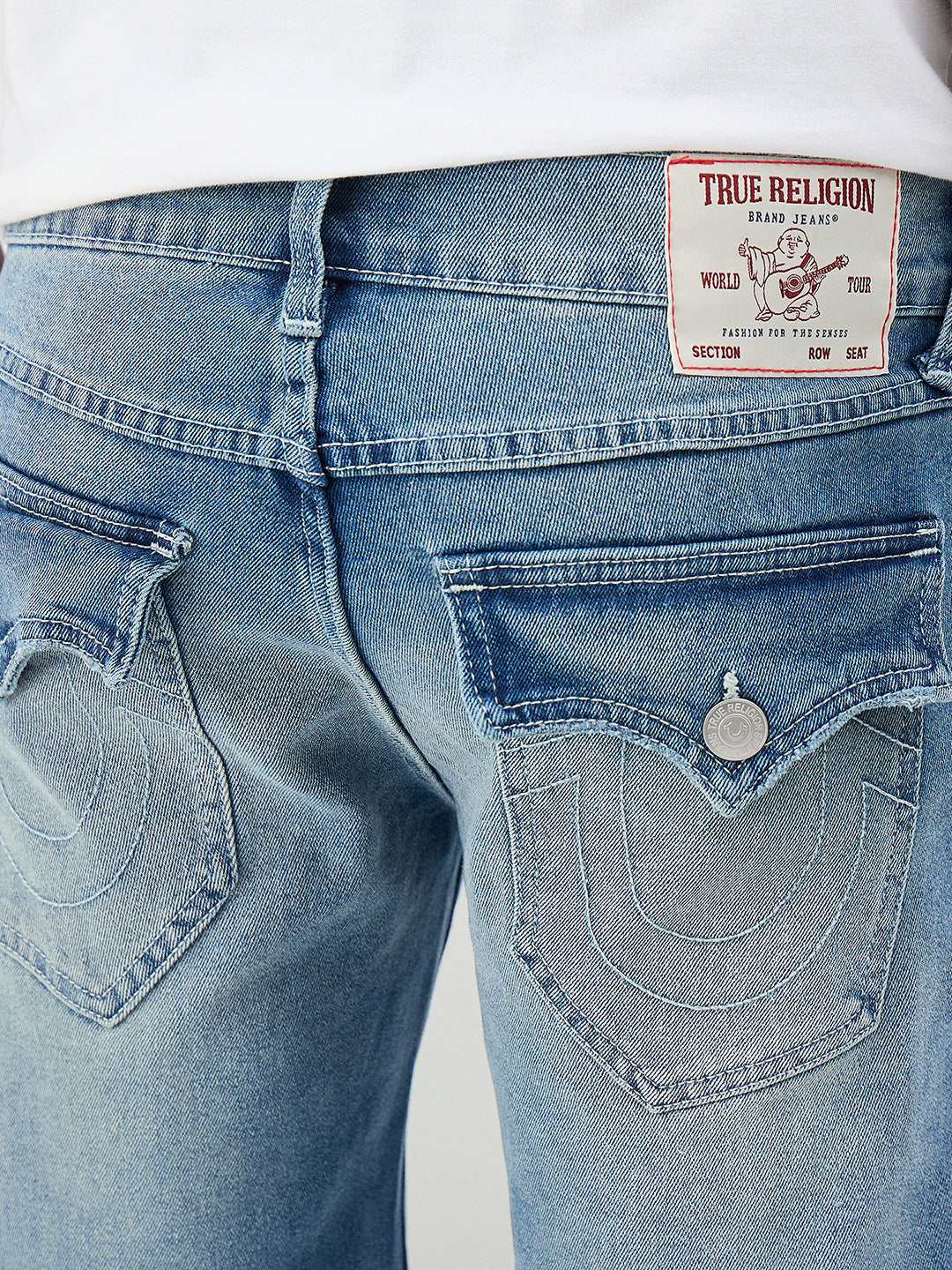 True Religion Men Blue Solid Straight Fit SN Ricky Jeans