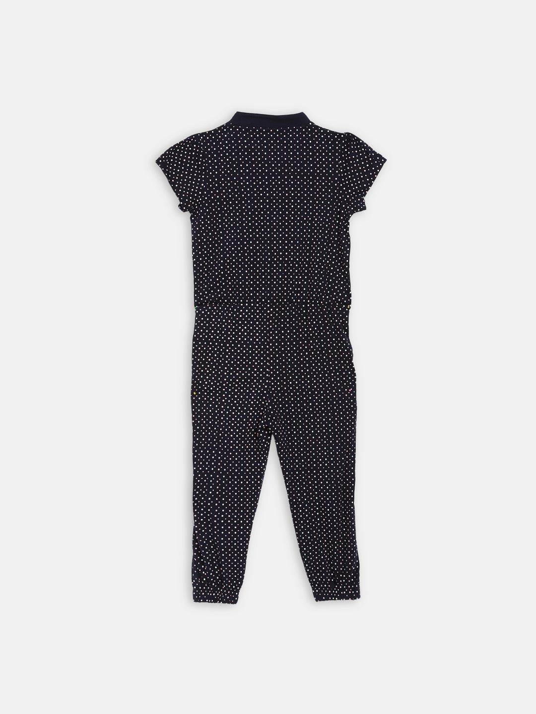 Elle Kids Girls Navy Printed Round Neck Jumpsuit
