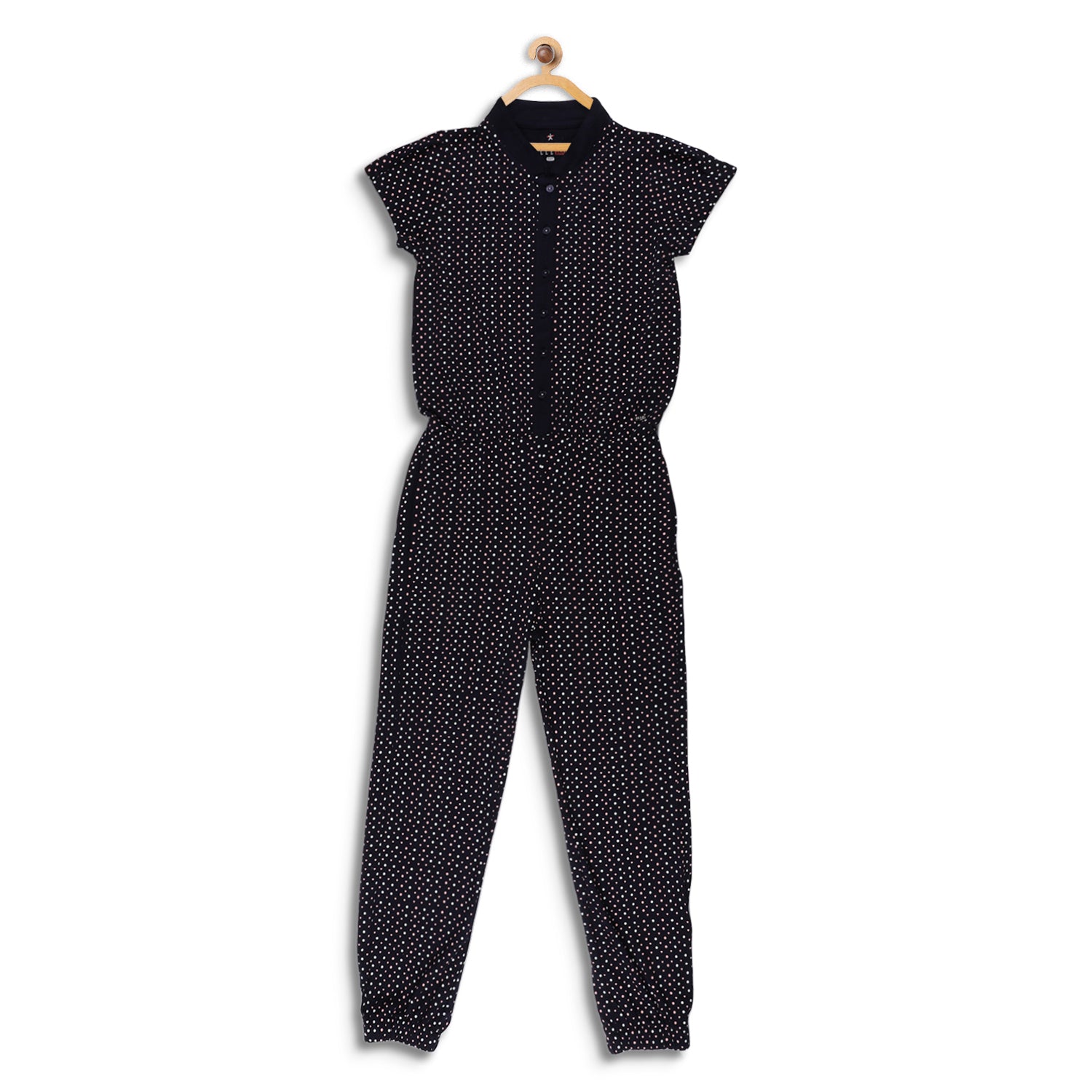 Elle Kids Girls Navy Printed Round Neck Jumpsuit