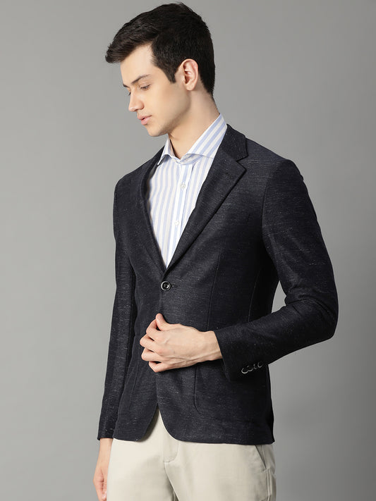 Bruun & Stengade Men Navy Blue Solid Collar Blazer