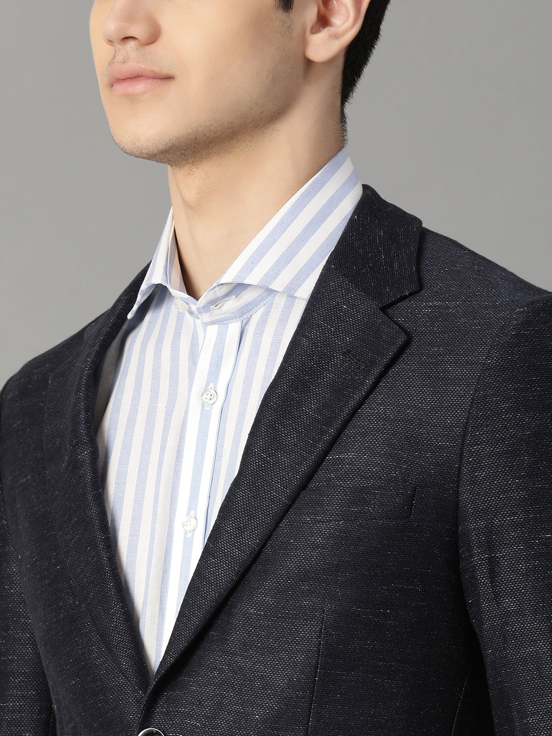 Bruun & Stengade Men Navy Blue Solid Collar Blazer