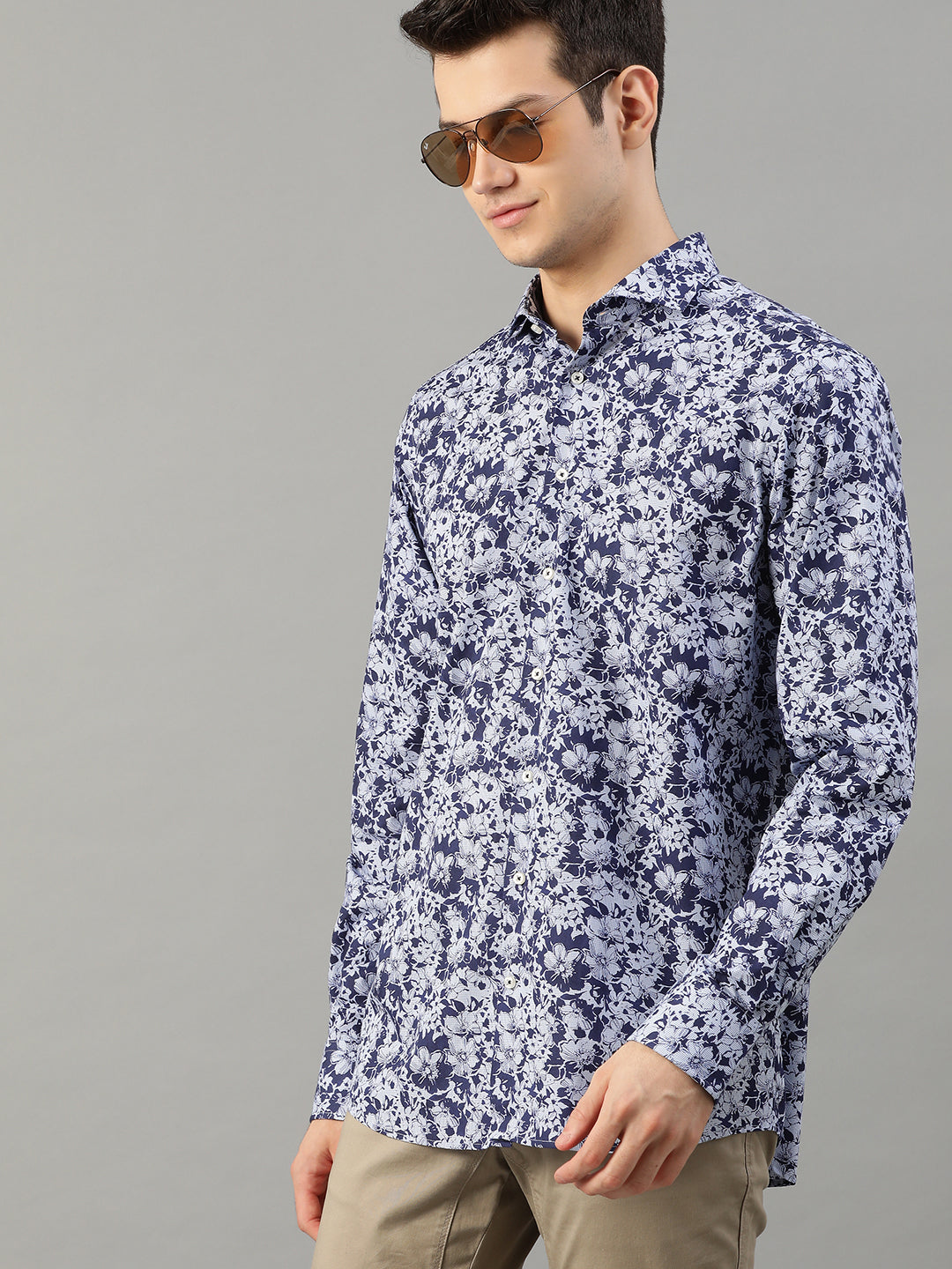 Bruun & Stengade Men Blue Printed Collar Shirt