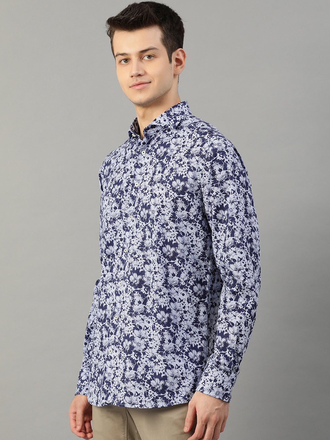 Bruun & Stengade Men Blue Printed Collar Shirt