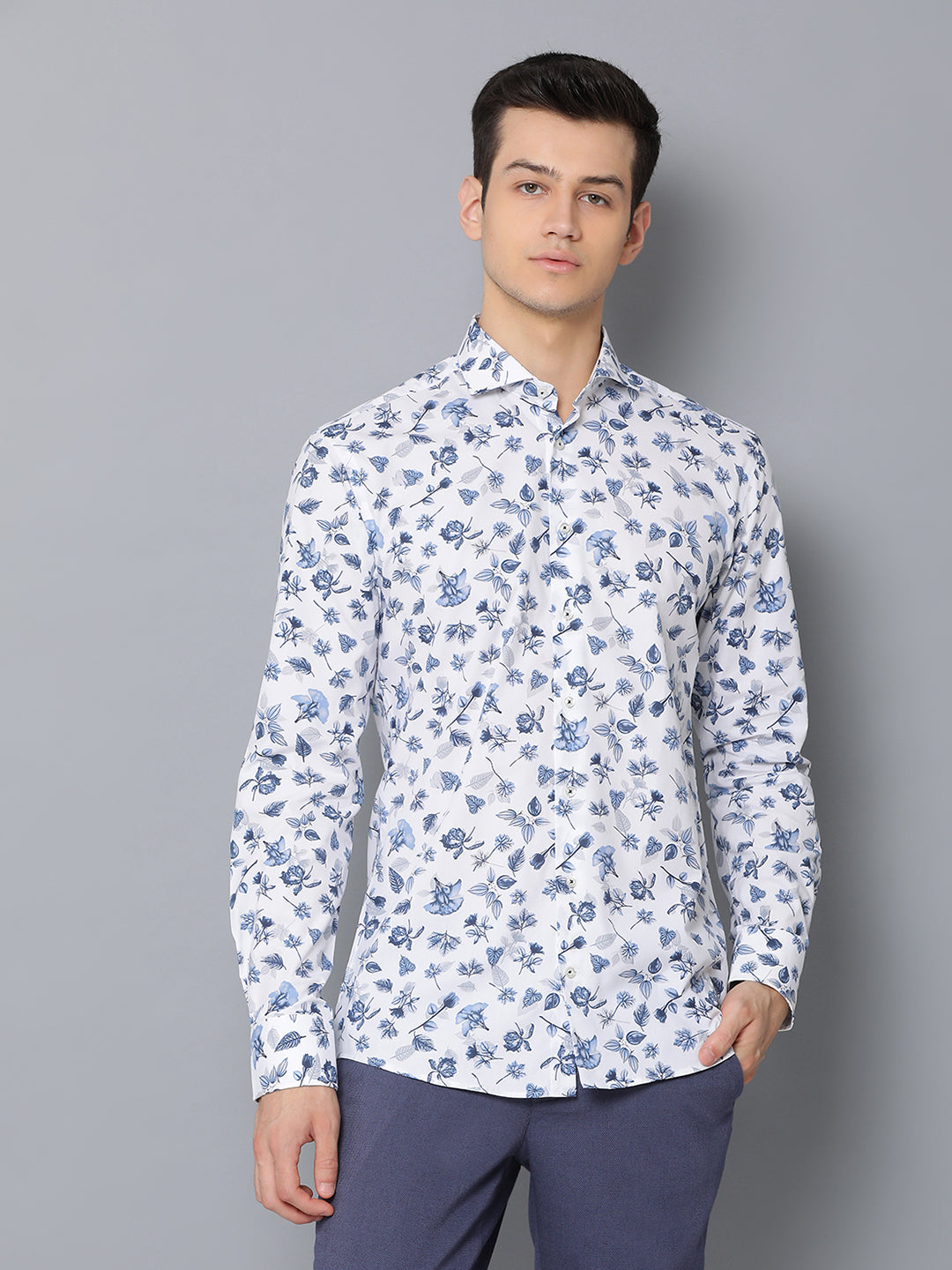 Bruun & Stengade Men Blue Printed Collar Shirt