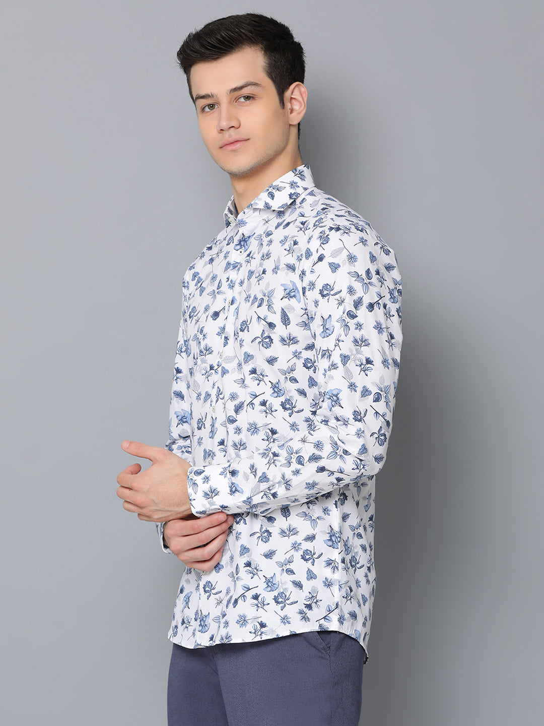 Bruun & Stengade Men Blue Printed Collar Shirt