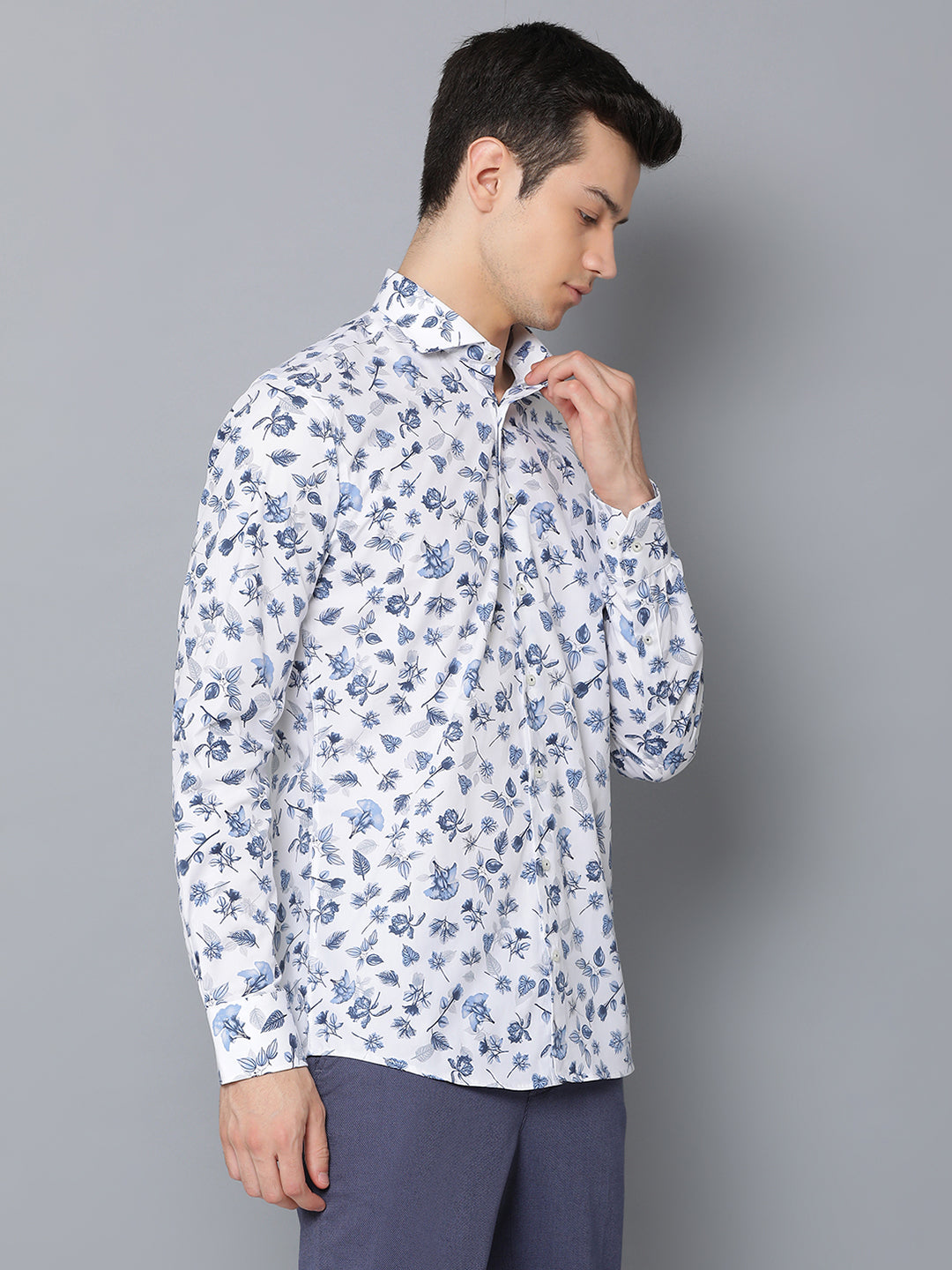 Bruun & Stengade Men Blue Printed Collar Shirt