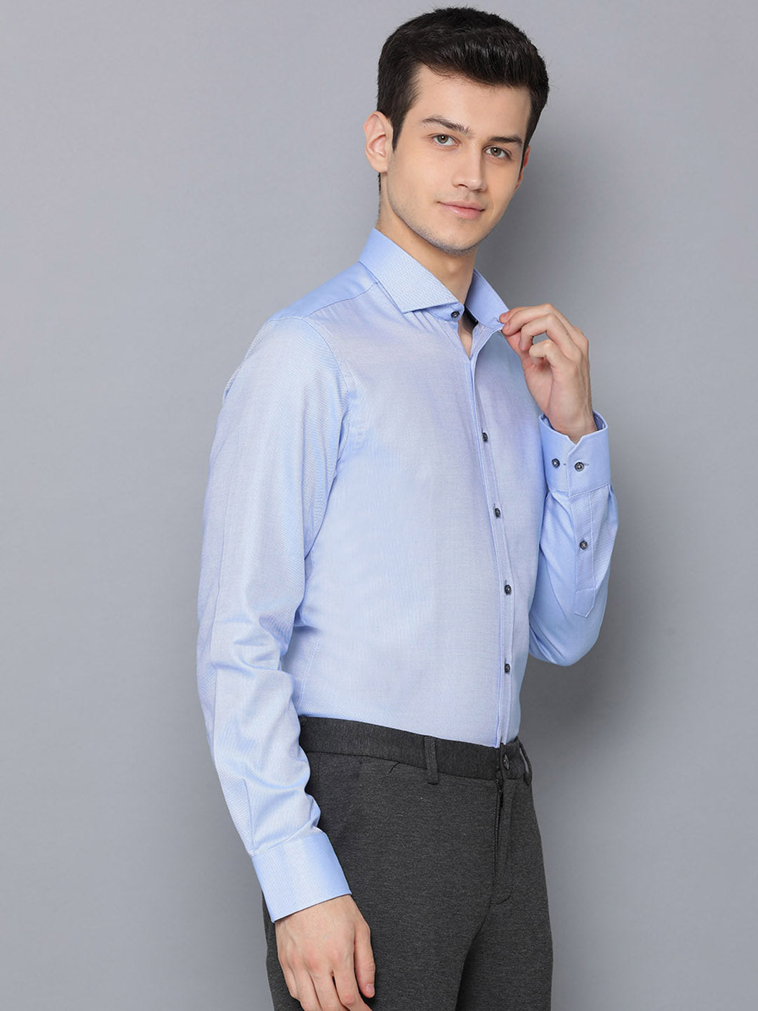 Bruun & Stengade Men Blue Solid Collar Shirt