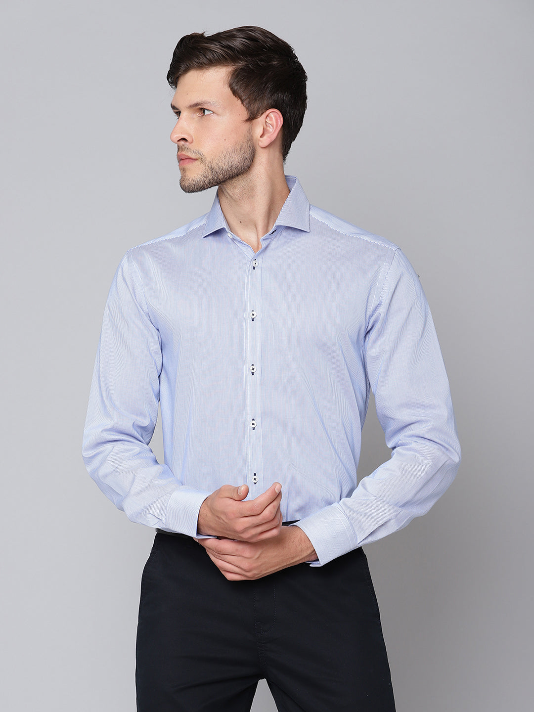 Bruun & Stengade Men Blue Solid Collar Shirt