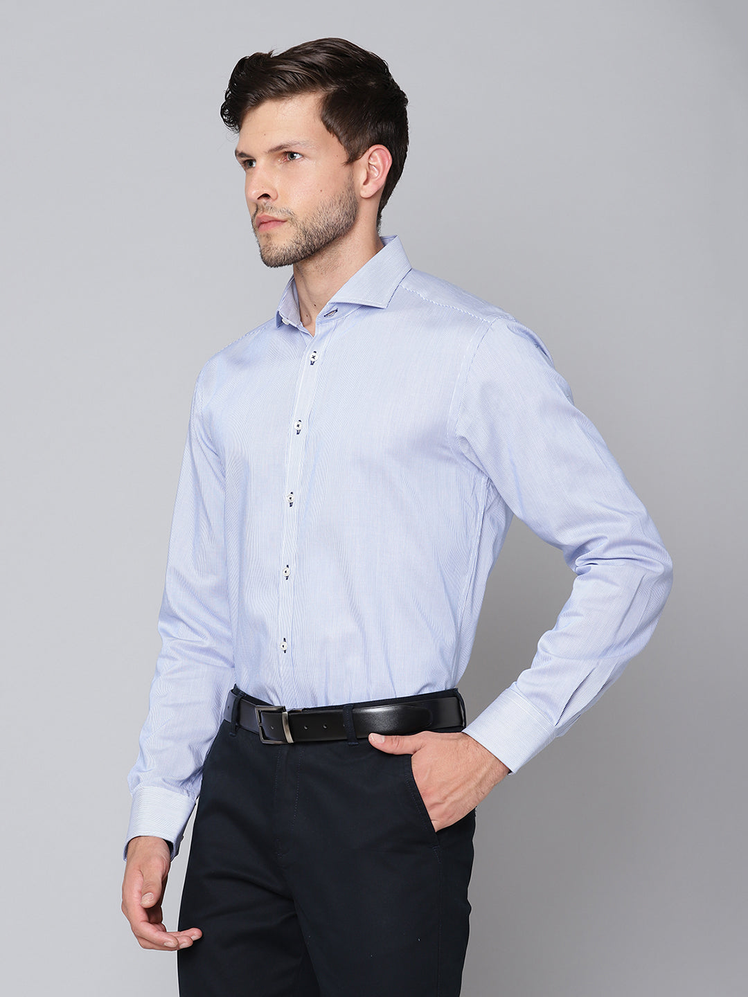Bruun & Stengade Men Blue Solid Collar Shirt