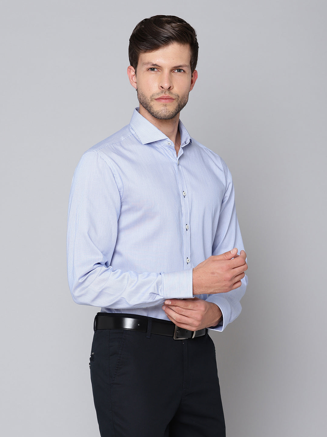 Bruun & Stengade Men Blue Solid Collar Shirt