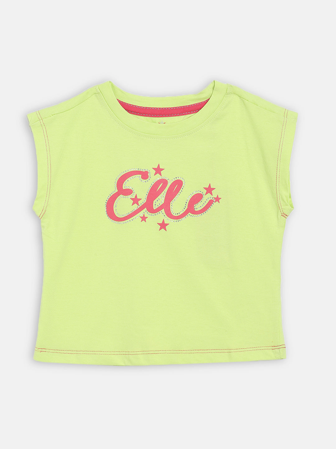 Elle Kids Girls Pink Self - Design Round Neck Top