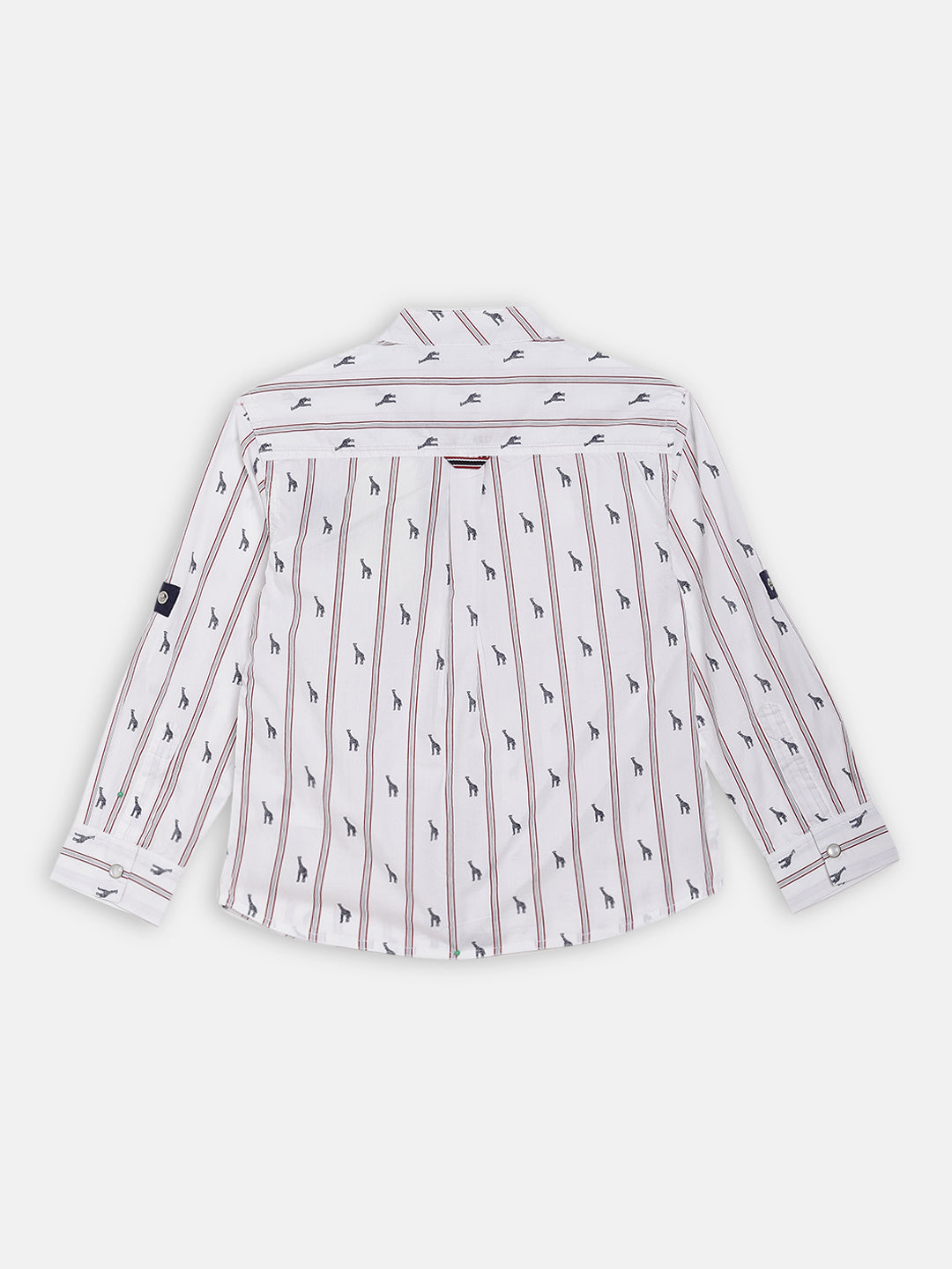 Blue Giraffe Boys White Printed Collar Shirt