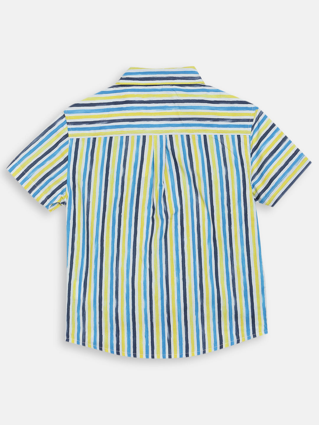 Blue Giraffe Boys Blue Striped Collar Shirt