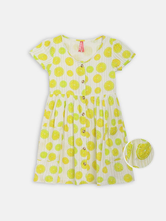 Blue Giraffe Girls Round Neck Dress