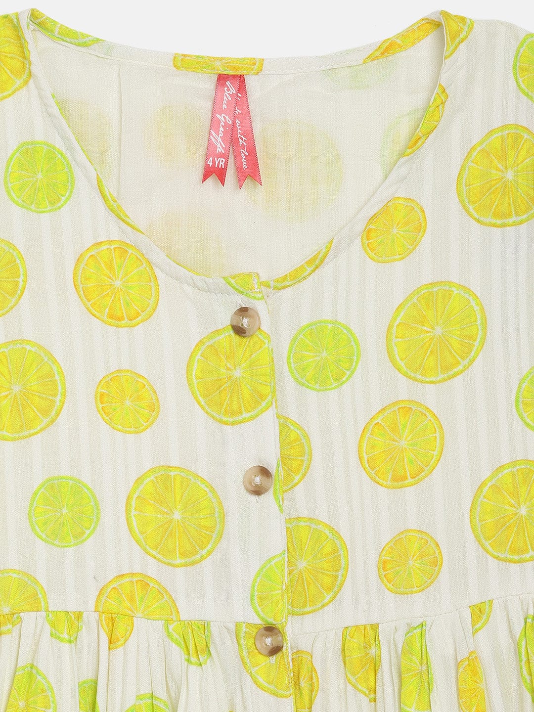 Blue Giraffe Girls Round Neck Dress