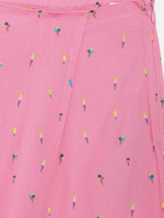 Elle Kids Girls Pink Printed Regular Fit Trouser