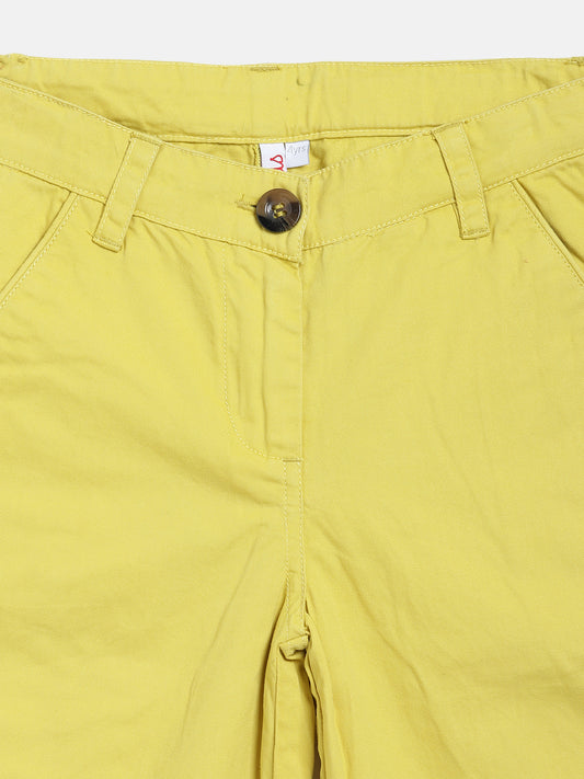 Elle Kids Girls Yellow Solid Regular Fit Trouser