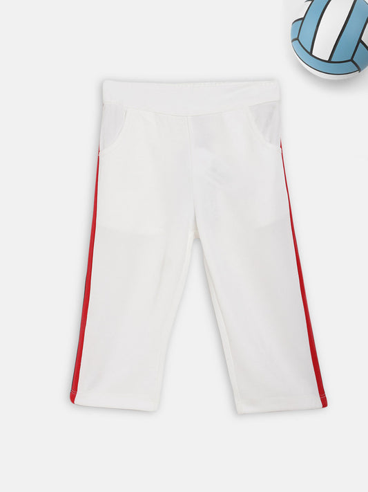 Elle Kids Girls White Solid Regular Fit Trouser