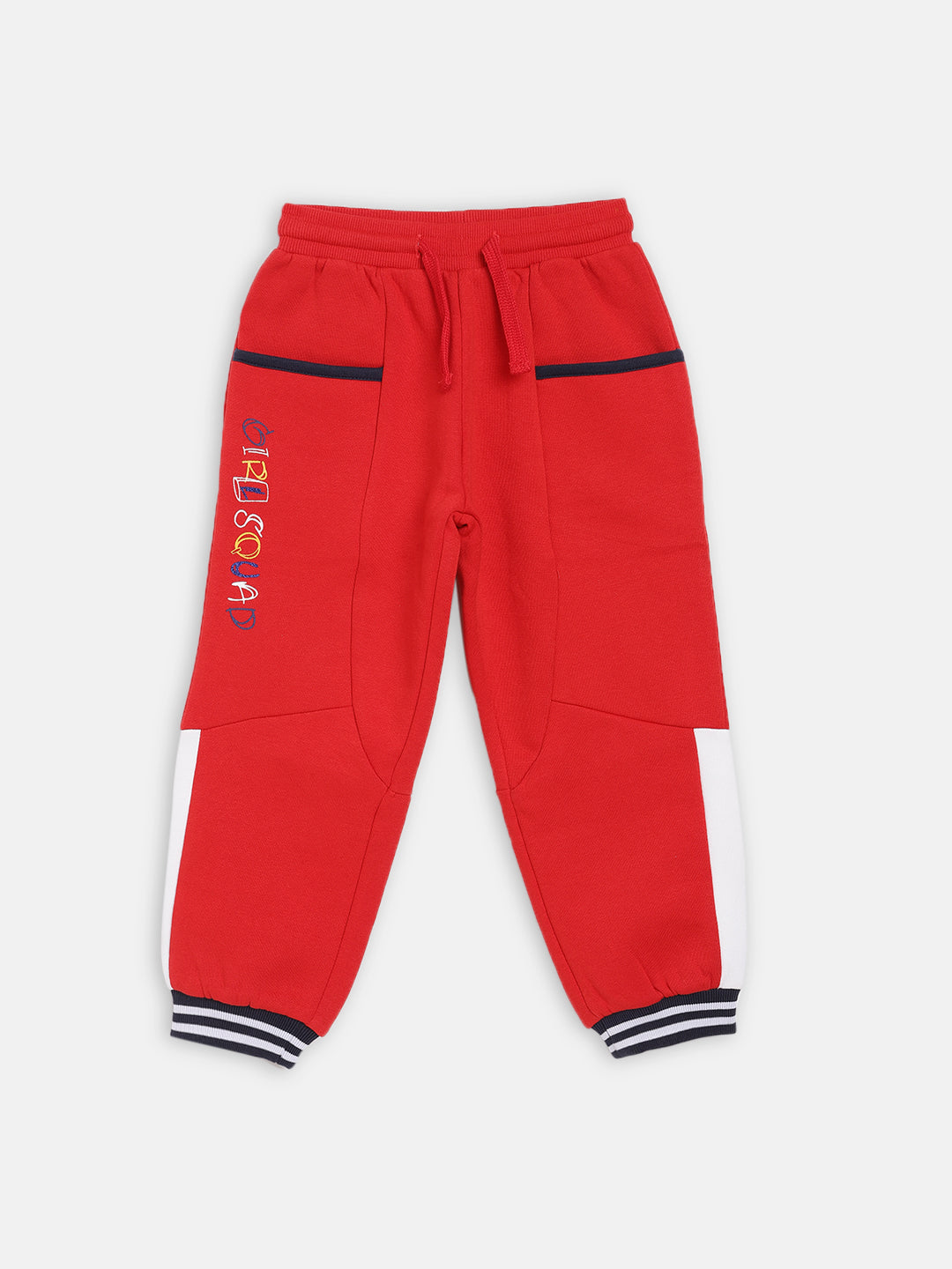 Blue Giraffe Girls Red Solid Regular Fit Sweatpant