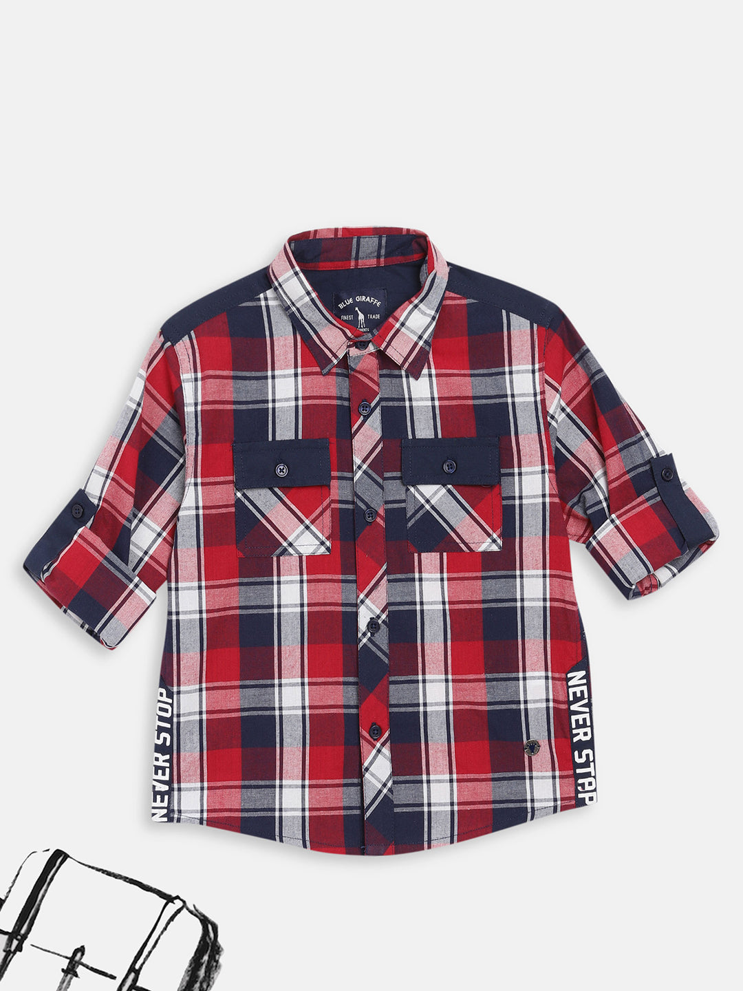 Blue Giraffe Boys Multi Checked Collar Shirt