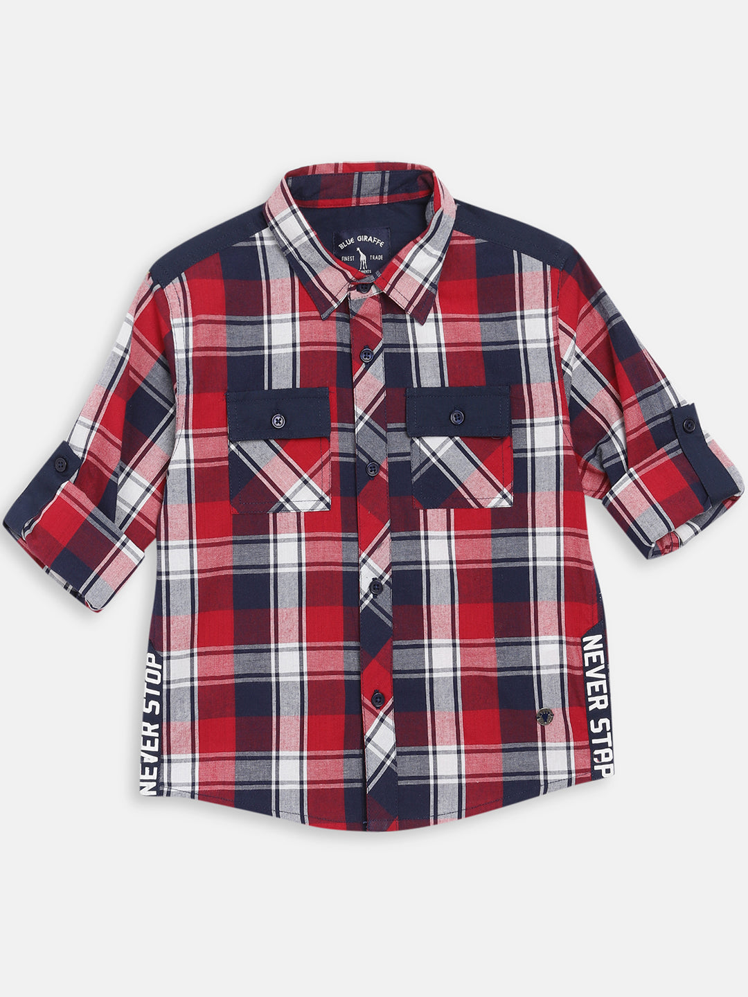 Blue Giraffe Boys Multi Checked Collar Shirt