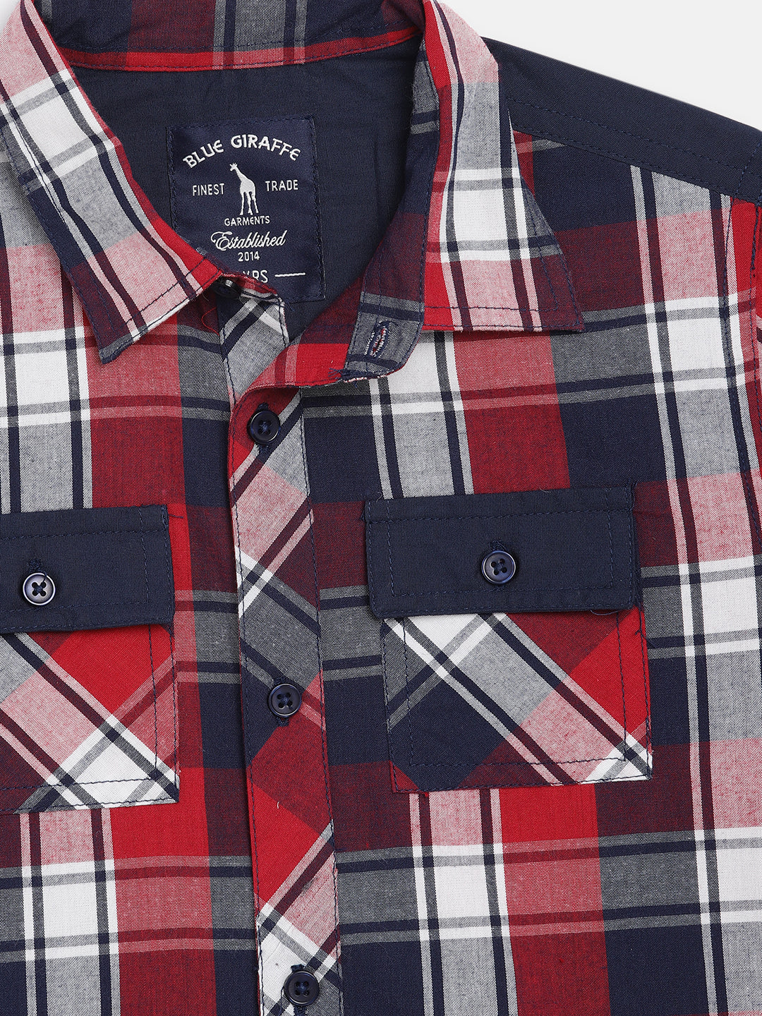 Blue Giraffe Boys Multi Checked Collar Shirt