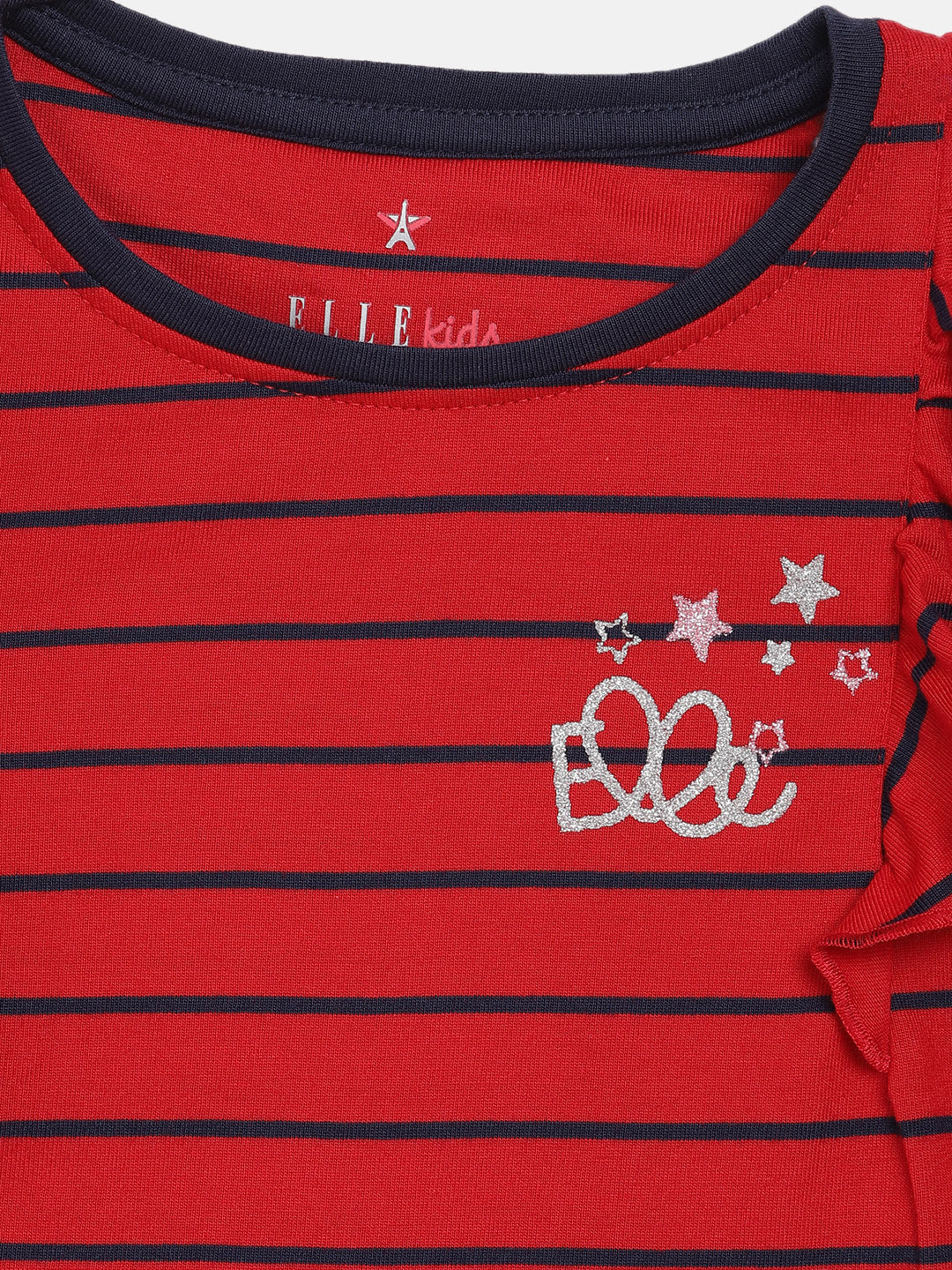 Elle Kids Girls Red Striped Round Neck TShirt