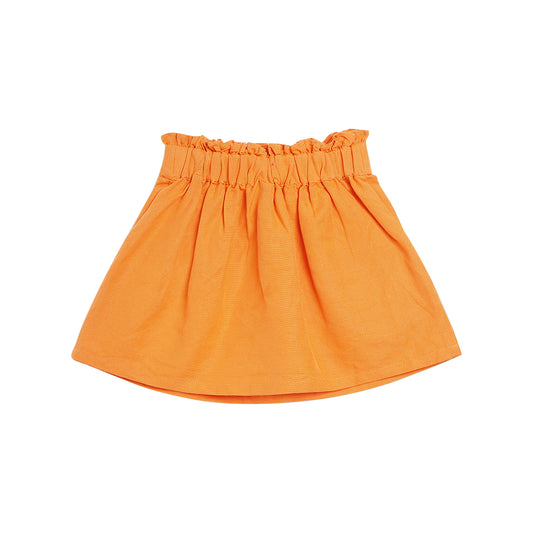 Blue Giraffe Girls Orange Solid Regular Fit Skirt