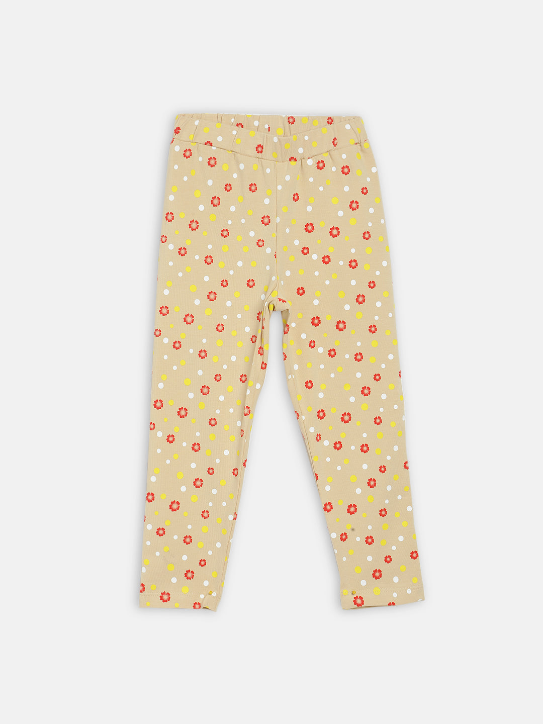 Blue Giraffe Girls Beige Printed Regular Fit Leggings