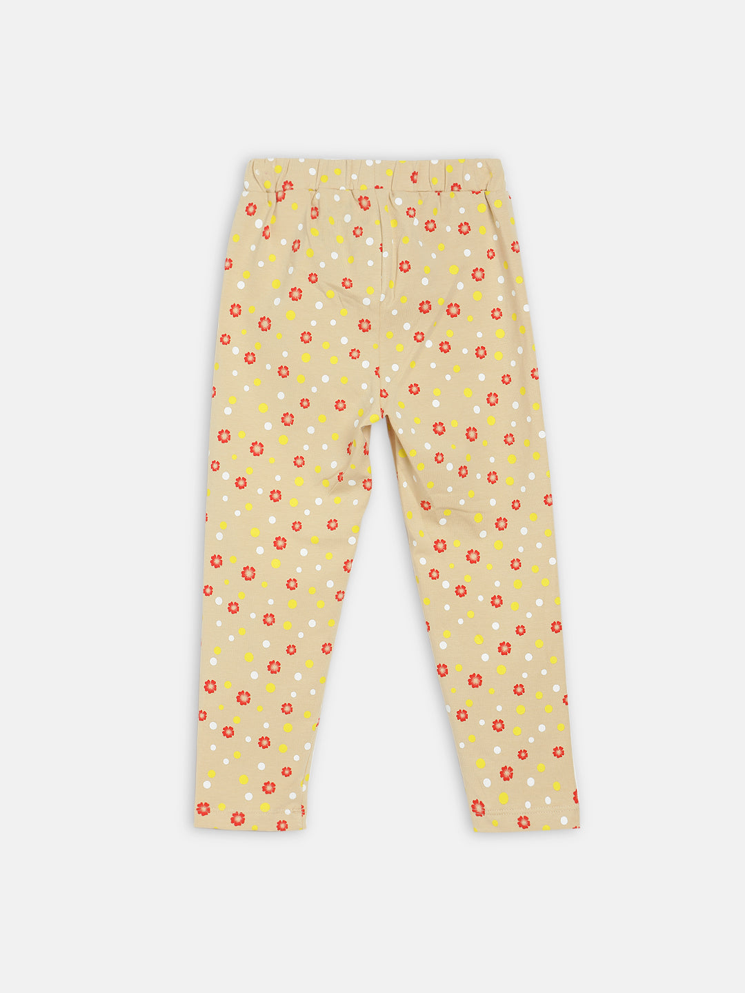 Blue Giraffe Girls Beige Printed Regular Fit Leggings