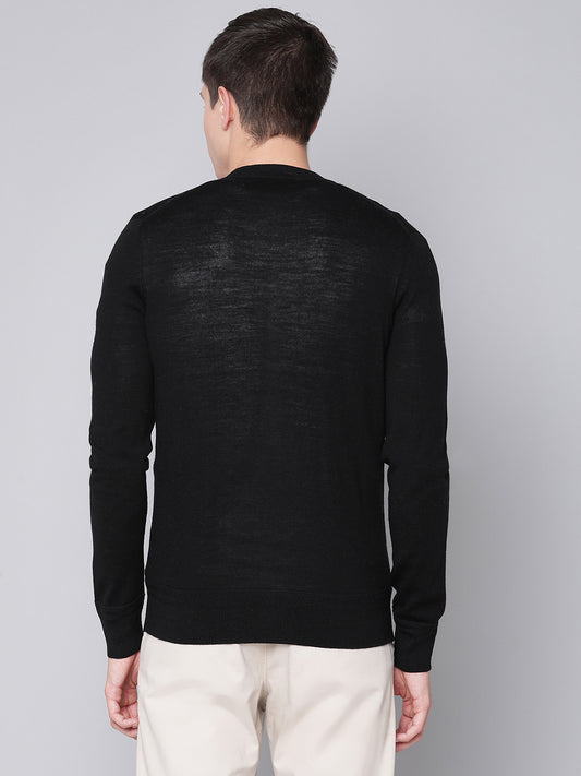 Bruun & Stengade Men Black Solid Round Neck Sweater