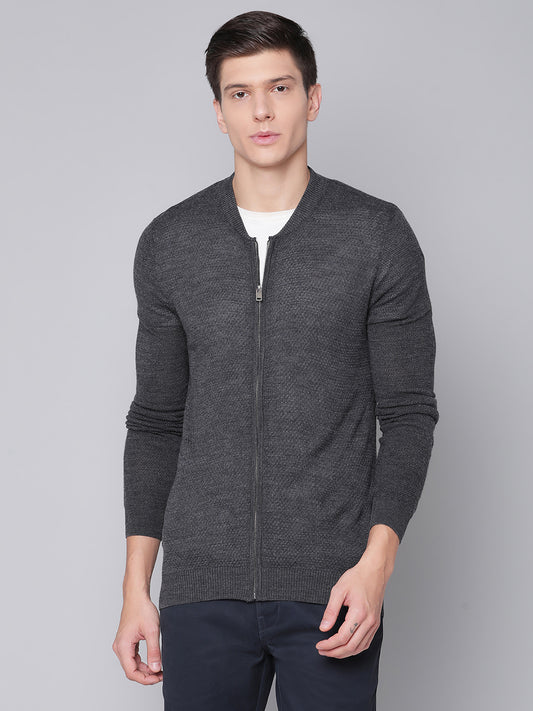 Bruun & Stengade Men Grey Solid Round Neck Sweater