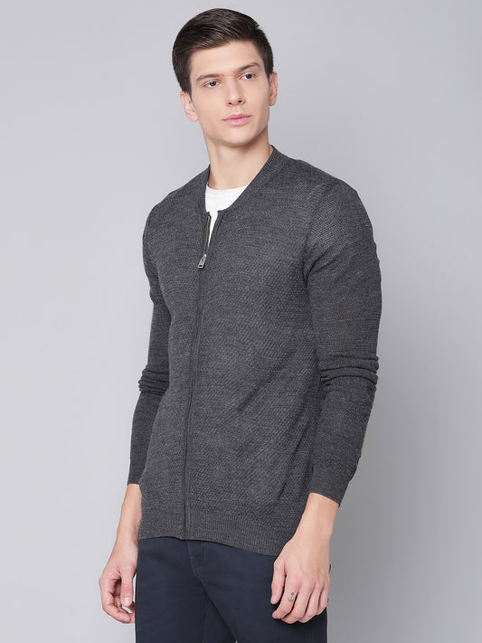 Bruun & Stengade Men Grey Solid Round Neck Sweater