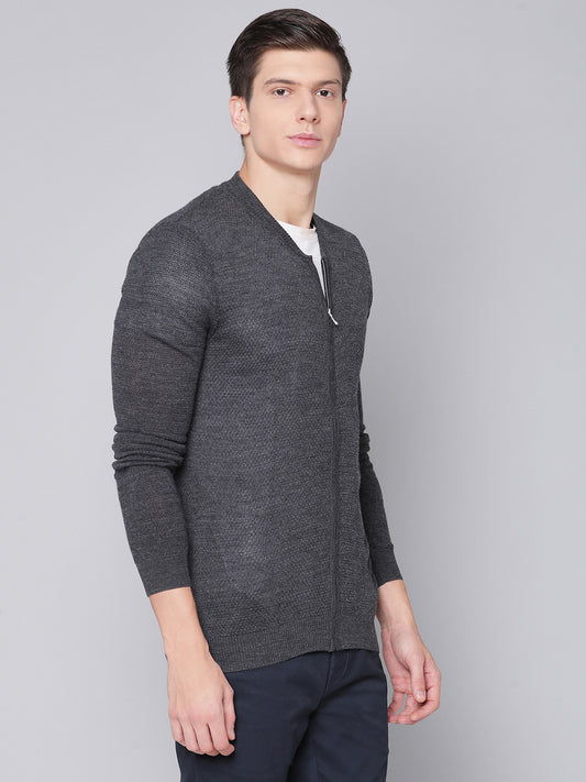 Bruun & Stengade Men Grey Solid Round Neck Sweater