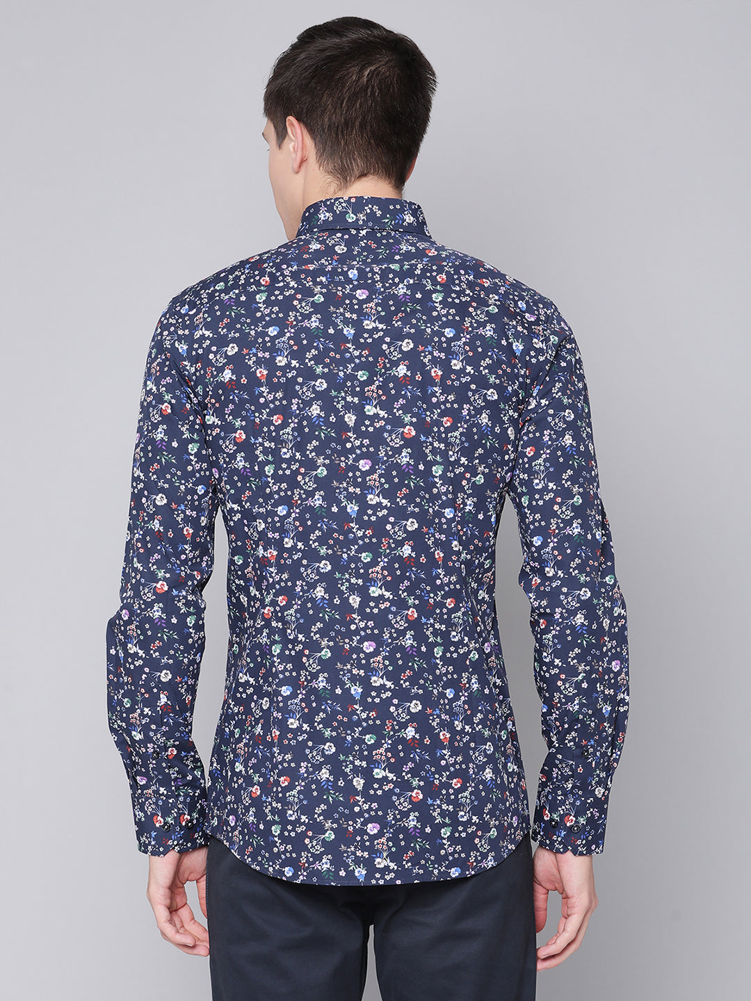 Bruun & Stengade Men Blue Printed Cutaway Collar Shirt